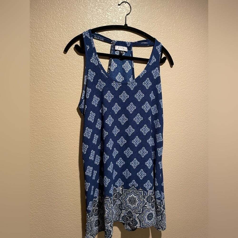 J Valdi Elegant Blue Patterned Mini Dress - Picture 3 of 5